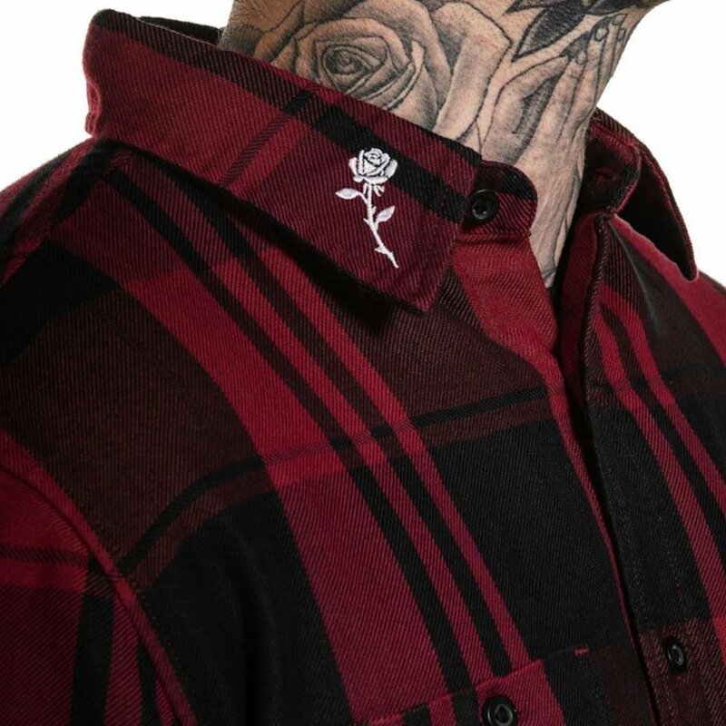 Valentine Flannel Button Up Long Sleeve Shirt-Mens Jumpers, Hoodies & Long Sleeves-Scarlett Dawn