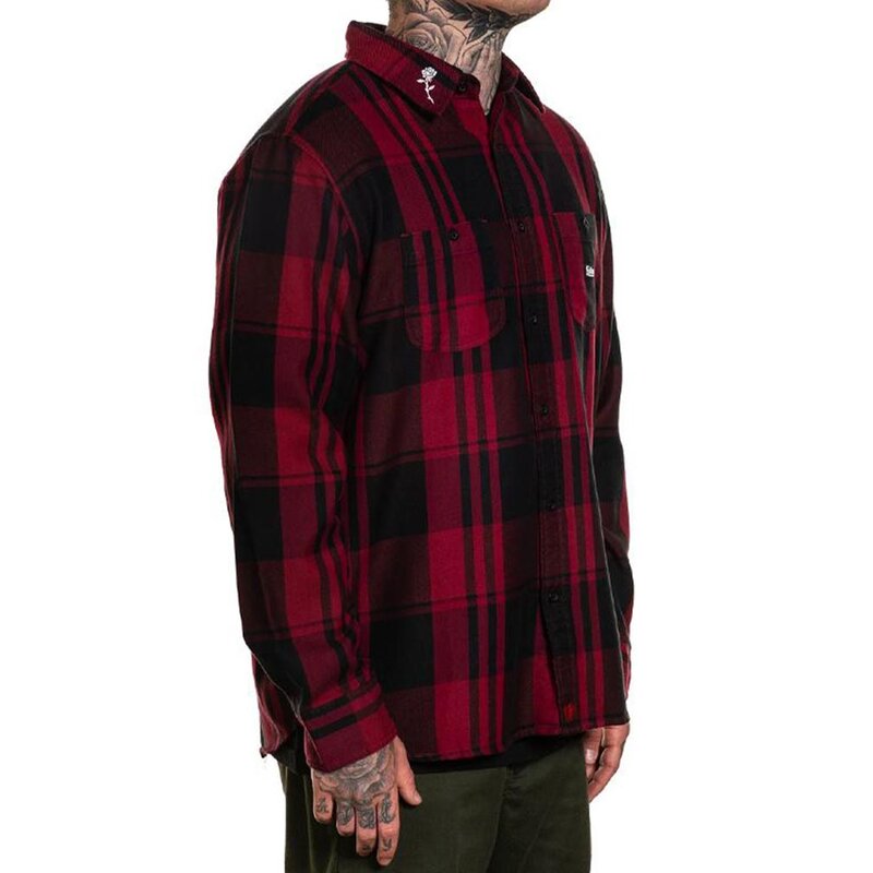 Valentine Flannel Button Up Long Sleeve Shirt-Mens Jumpers, Hoodies &amp; Long Sleeves-Scarlett Dawn