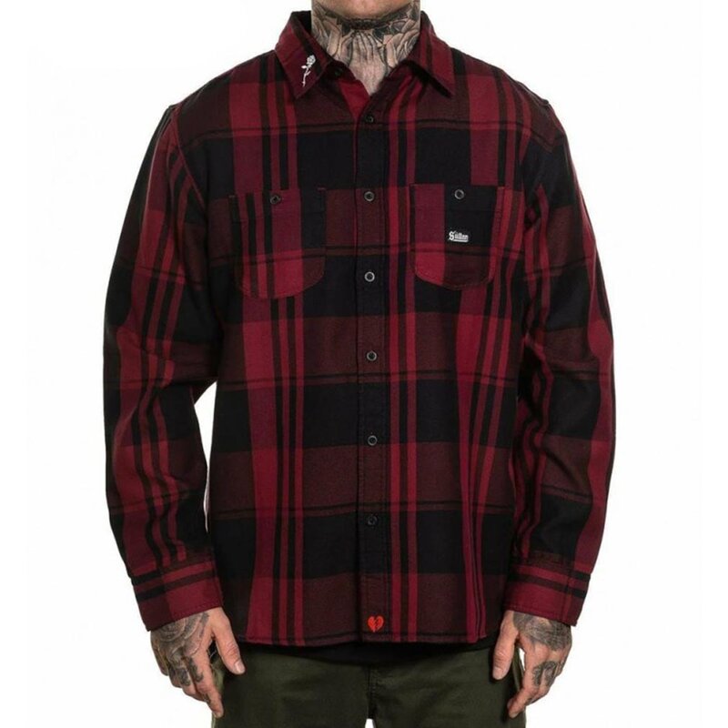 Valentine Flannel Button Up Long Sleeve Shirt-Mens Jumpers, Hoodies & Long Sleeves-Scarlett Dawn