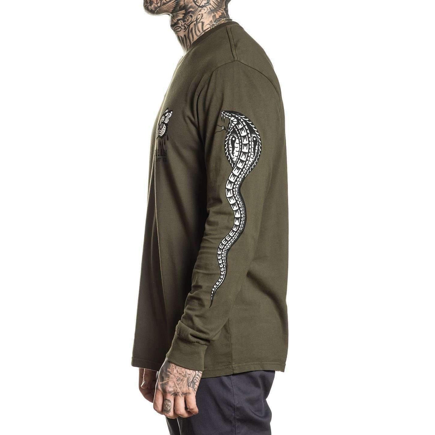 Victor Balclav Olive Standard Fit Long Sleeve Shirt-Mens Jumpers, Hoodies & Long Sleeves-Scarlett Dawn