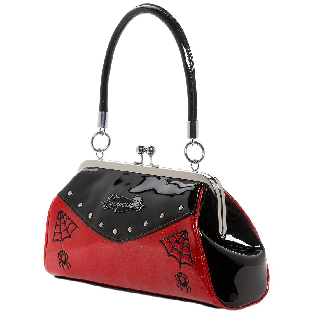 Webbed Widow Purse Black/Red-Womens Handbags, Purses & Wallets-Scarlett Dawn