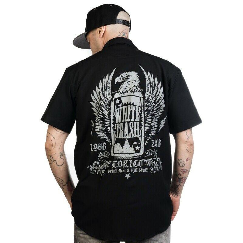 White Trash Beer Mens Button Up Work Shirt-Mens Casual Shirts-Scarlett Dawn