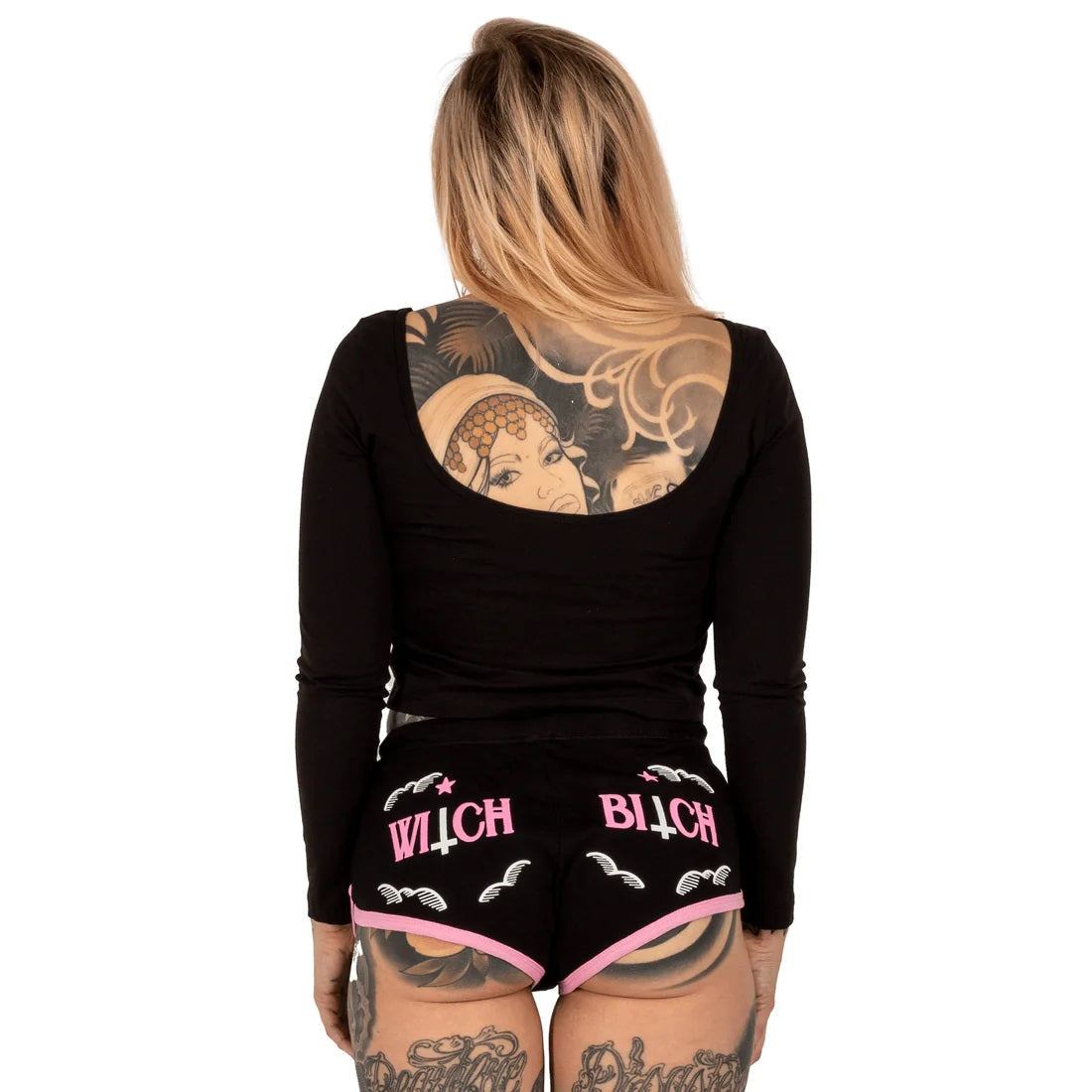 Witch Bitch Pink Trim Dolphin Hot Shorts-Womens Shorts & Skirts-Scarlett Dawn