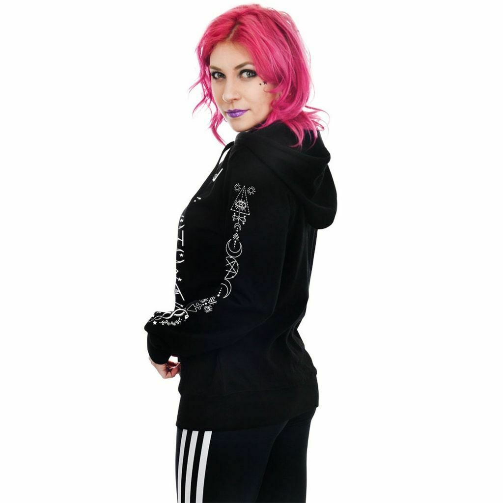 Witchcraft Occult Symbols Zipped Hoodie-Womens Jumpers & Hoodies-Scarlett Dawn