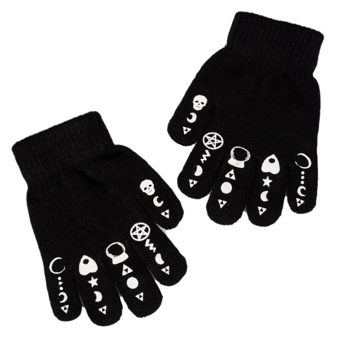 Witchy Symbols Finger Tattoos Winter Knit Gloves-Knit Gloves-Scarlett Dawn