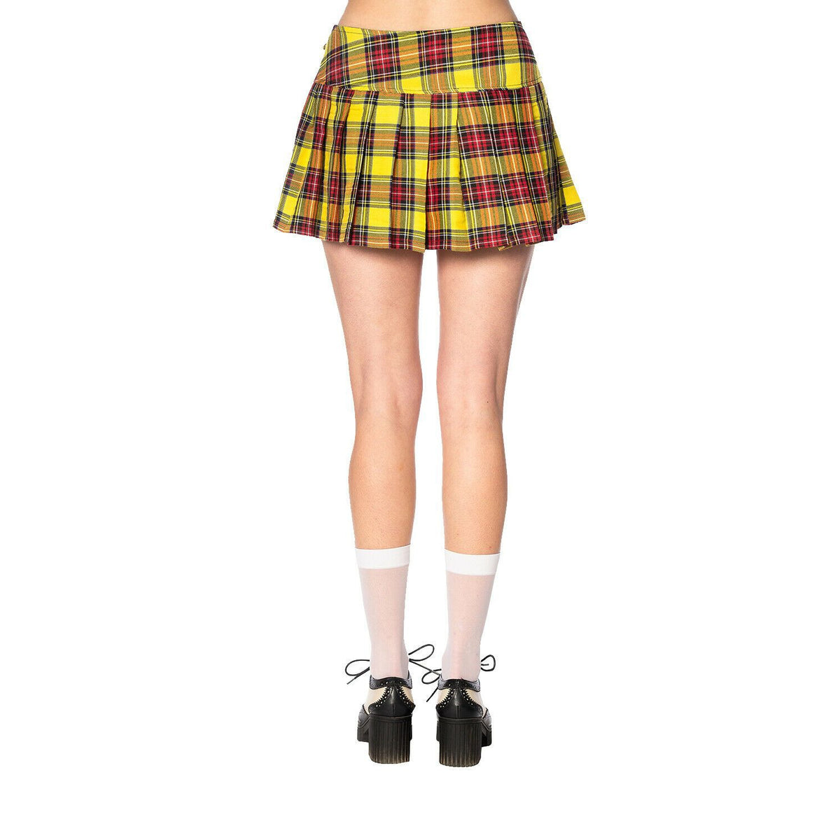 Yellow Tartan Womens Mini Skirt-Womens Shorts &amp; Skirts-Scarlett Dawn