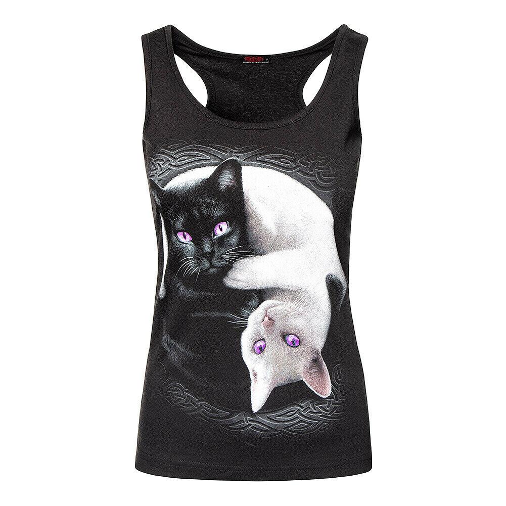 Yin Yang Cats Razor Back Womens Top-Womens Tops-Scarlett Dawn