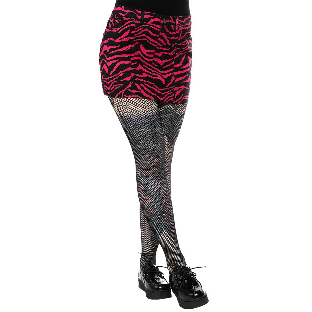 Zebra Five Pocket Pink Womens Mini Skirt-Womens Shorts & Skirts-Scarlett Dawn